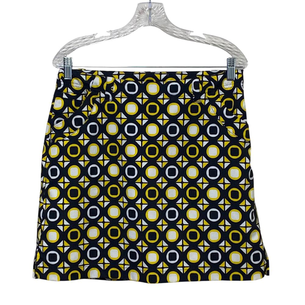 N'vo by Lanctot Skort Womens 6 Black Yellow White Geometric Golf Tennis Stretch